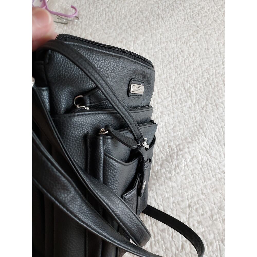 Rosetti Black purse for women Cross body lots of pockets adustable 10 X 10 - Picture 12 of 16